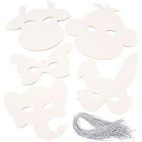 Creativ Company Djurmasker Vit 230g 100 St/1 Förp Djurmasker, vit, H: 13-24 cm, 