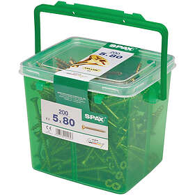 SPAX Pozi Screws YELLOX Csk Full Thread - 5.0 x 80mm Tub 200