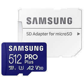 Samsung microSD PRO Plus SDXC Class 10 UHS-I U3 V30 180/130Mo/s 512Go