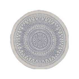 Beliani Round Outdoor Rug 140 cm Beige and Blue YALAK