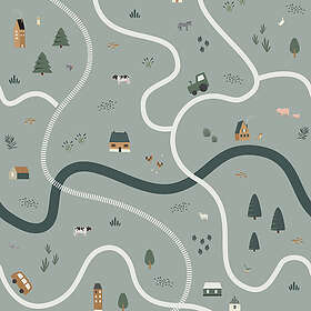 ESTAhome Fototapet Traktorer Och Husdjur Grågrönt EW159056