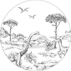 ESTAhome Tapet Dinosaurier Svart Och Vitt EW159073