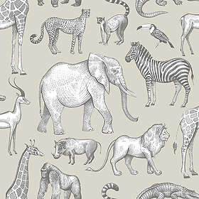 ESTAhome Tapet Djungeldjur Beige Och Grått EW139270