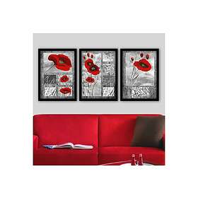 Dekorativ inramad målning 3-Delar 35x45 cm Flerfärgad 364LUL1293