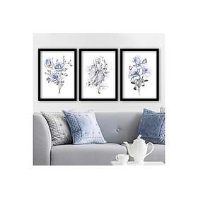 Dekorativ inramad målning 3-Delar 35x45 cm Flerfärgad 364LUL1305