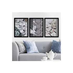 Dekorativ inramad målning 3-Delar 35x45 cm Flerfärgad 364LUL1297