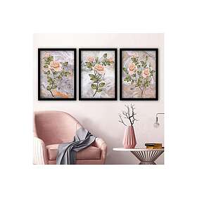 Dekorativ inramad målning 3-Delar 35x45 cm Flerfärgad 364LUL1434