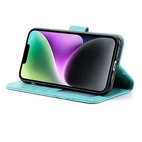 Plus iPhone 14 Plånboksfodral Imprinted Roses Turkos