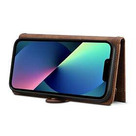 Zipper iPhone 14 Plånboksfodral Flap Strap Brun