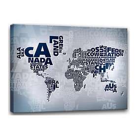 Tavla Canvas Världskarta 85x113 Grå 31165