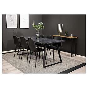 Venture Home Matbord Estelle Marmor Dining Table 200*90 Grey Marble / Black Legs 19930-588
