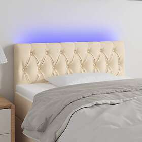 vidaXL Hovedgærde LED gräddvit 100 x 7 x 78/88 cm tyg