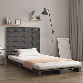 vidaXL Väggmonterad huvudgavel grå 146x3x91.5 cm massiv furu
