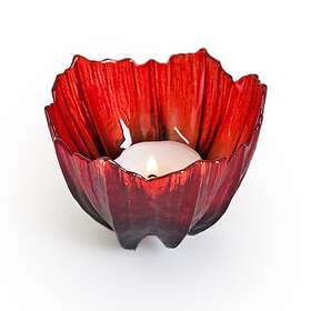 Målerås Glasbruk Poppy ljuslykta Röd-svart