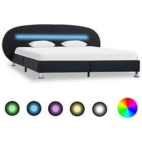 vidaXL Seng Ramme med LED svart konstläder 140x200 cm