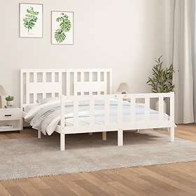 vidaXL Sängynrunko med huvudgavel vit massiv furu 150x200 cm
