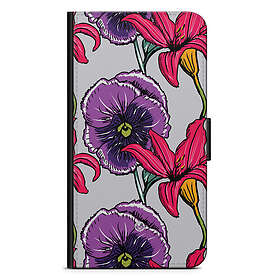 Bjornberry iPhone 12 Plånboksfodral - Lila/Cerise Blomster