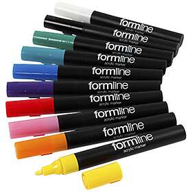 Formline akrylpennor spets 2,5mm mixade färger, 10 st./ 1 förp.