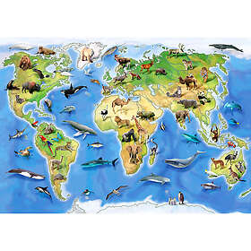 ForWall Barntapet Världskarta med vilda djur EasyUp 12844V8