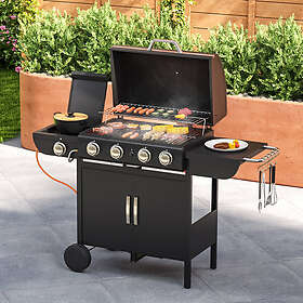 LIVING And Home 4-Burner Outdoor Gas Burner with Side Gill Black