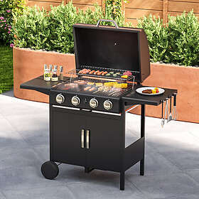LIVING And Home 4-Burner Outdoor BBQ Propane Gas Grill with Wheels Black