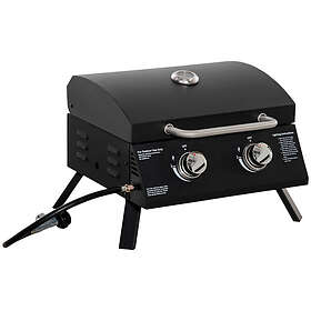 Outsunny Portable Tabletop Gas BBQ Grill Barbecue w/ 2 Burner Lid Black