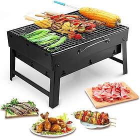 Uten Portable Barbecue Stainless Steel Charcoal Smoker Char Broil BBQ Pit Grill for Ourdoor Camping (Small), Black