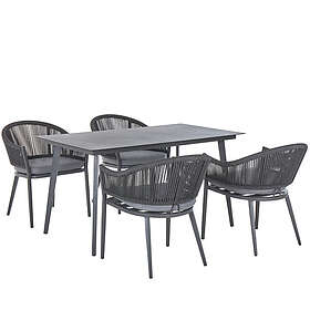 Beliani 4 Seater Metal Garden Dining Set Grey MILETO