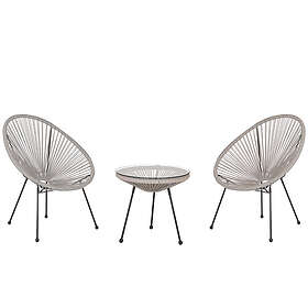 Beliani Rattan Bistro Set Light Grey ACAPULCO II