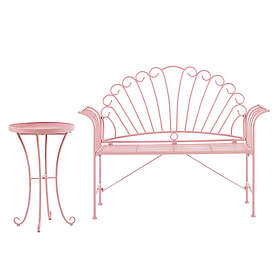 Beliani Metal Garden Bench Set Pink CAVINA