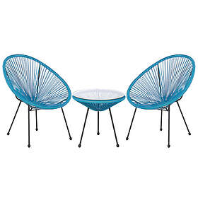 Beliani Rattan Bistro Set Blue ACAPULCO II