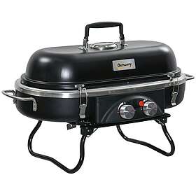 Outsunny Foldable 2 Burner Gas BBQ Grill W/ 2 Burners For Camping Picnic Cooking