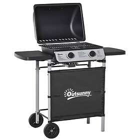 Outsunny Propane Gas Barbecue Grill 2 Burner Cooking Bbq 5.6 Kw With Side Shelve