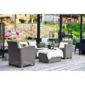 Centurion Supports SANTANA 4 Piece PE Rattan 4-Seater with Cushions Garden Furni