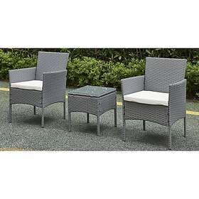 LIVING Acorn Garden Furniture Rattan Two-seater Bistro Balcony set in grey Grey