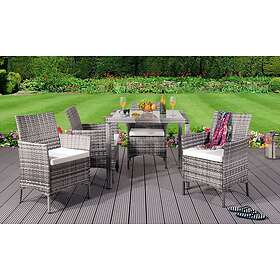 LIVING Comfy (Grey, Without Cover) 5PC Rattan Dining Set Garden Patio Furniture 