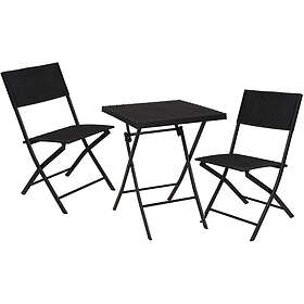LIVING URBN 3 Pcs Outside Garden Rattan Foldable Table & Chairs Lounge Set