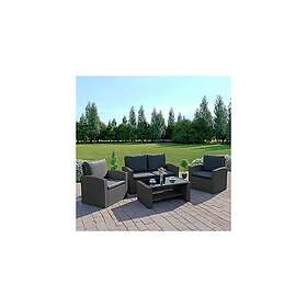 Abreo Rattan Furniture Patio Conservatory New Seater Wicker Weave Algarve Sofa Set Solid Dark