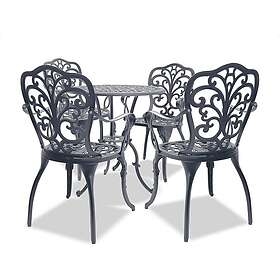 Homeology BANGUI Luxurious & Patio Table 4 Large Chairs with Armrests Cast Alumi
