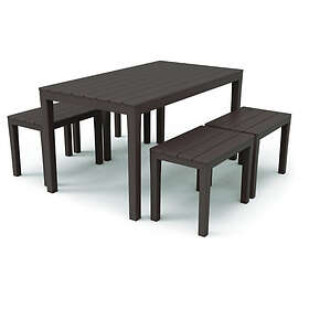 URBN- Large Weatherproof Dining Table & 4 Benches Set Black