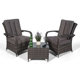Oak Furniture King Arizona 2 Seat Rattan Lounge Chair and Table Set Grey