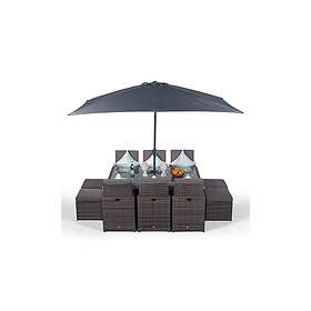 Oak Furniture King Giardino Rattan 6 Seater Cube Dining Table & Chairs Set with 