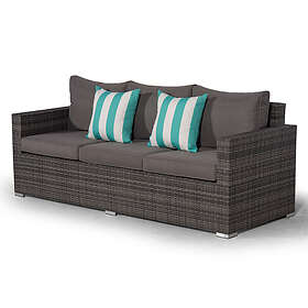 Oak Furniture King Sydney Rattan 3 Seat Sofa Grey Brown