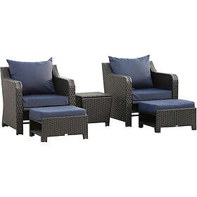 Outsunny 5pcs Outdoor Rattan Sofa Set w/ Storage Function Side Table & Ottoman B