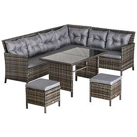 Outsunny 6 PCs Patio wicker Sofa Set Rattan Chair Furniture w/ Glass & Cushioned