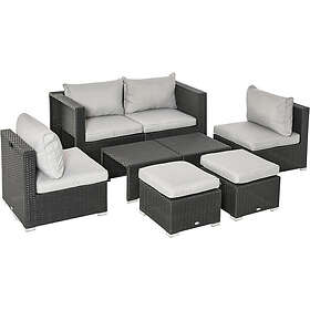 Outsunny 8pc Outdoor Patio Furniture Set Wicker Rattan Sofa Black