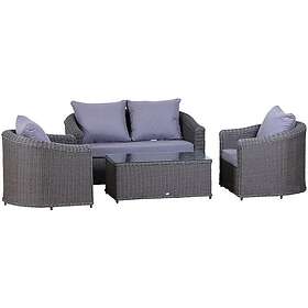 Outsunny Garden 4-Seater Sofa Set Rattan Furniture Coffee Table Chair Bench Grey