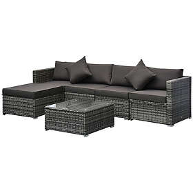 Outsunny 6pc Deluxe Rattan Furniture Set Grey Garden
