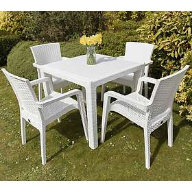 Unbranded Garden Patio Furniture Set Outdoor 4 Chairs Table Bistro White Rattan 