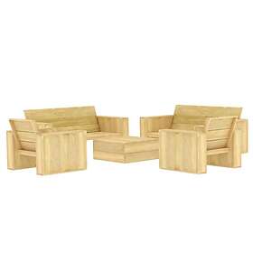 vidaXL 5 Piece Garden Lounge Set Impregnated Pinewood Patio Sofa Tea Table